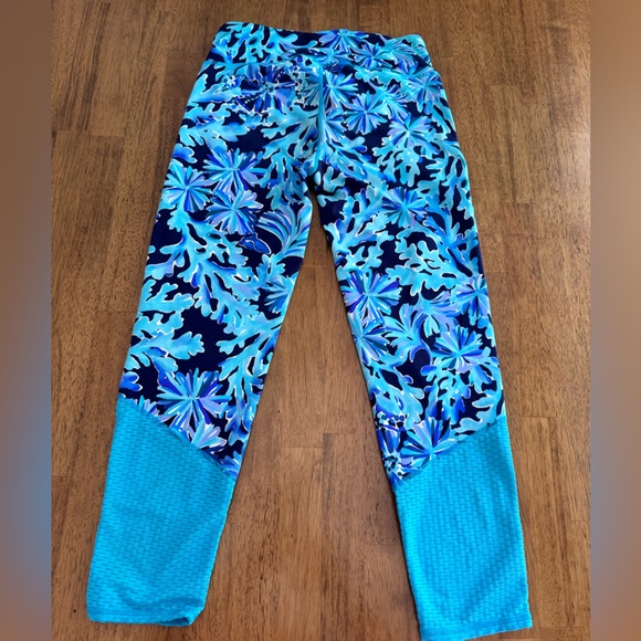 Lilly Pulitzer Luxletic Weekender Midi Leggings SZ S Bright Navy In Too Deep - Picture 6 of 15